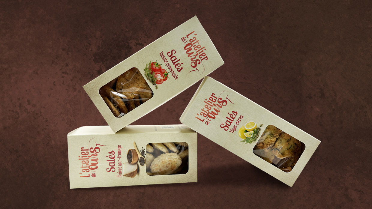 Packagings biscuits salés atelier de l'ours